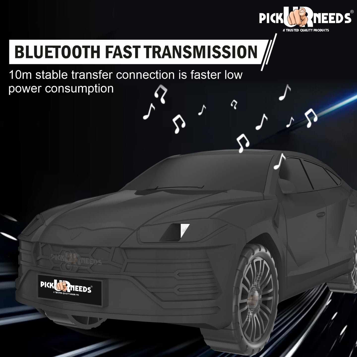 Pick Ur Needs Rechargeable Car-Shaped Speaker – RGB LED Light, USB/FM/SD Card, Type-C, 1200mAh